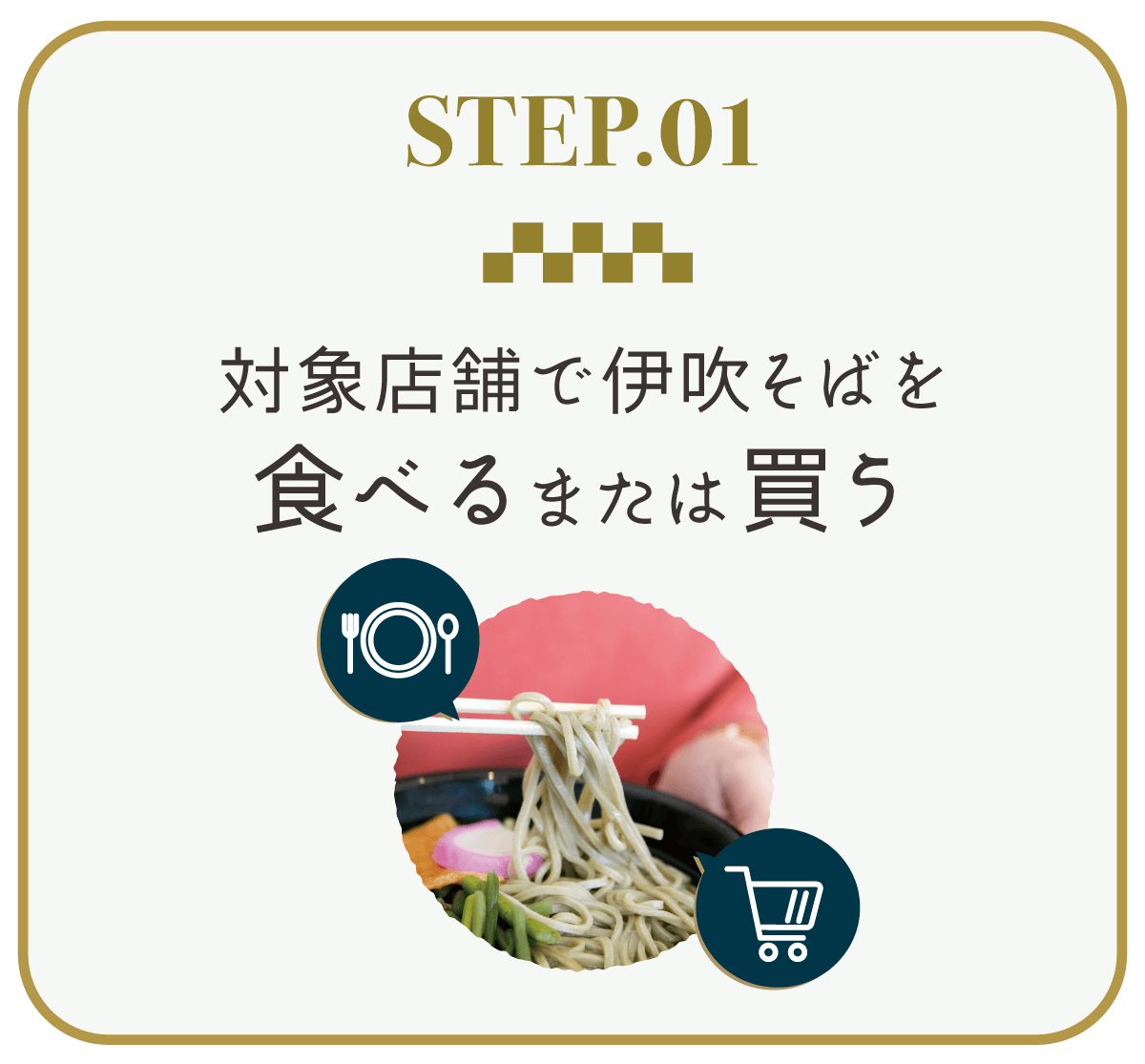 STEP1｜対象店舗で伊吹そばを食べるまたは買う